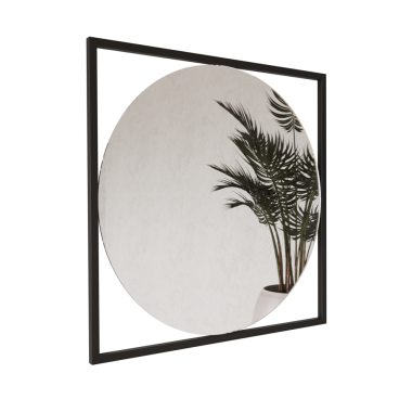 Круглое зеркало в тонкой черной металлической раме Теллур К Лофт