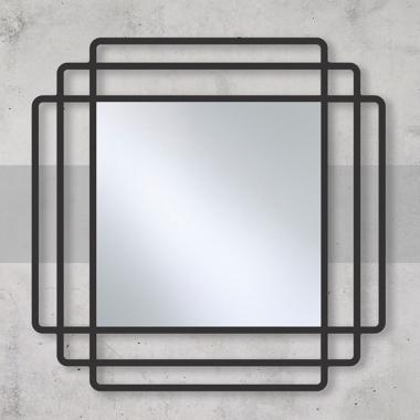 Квадратное зеркало в тонкой черной металлической раме Лофт