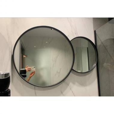 Круглое зеркало в тонкой черной металлической раме Теллур W Лофт