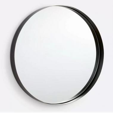 Круглое зеркало в тонкой черной металлической раме Теллур